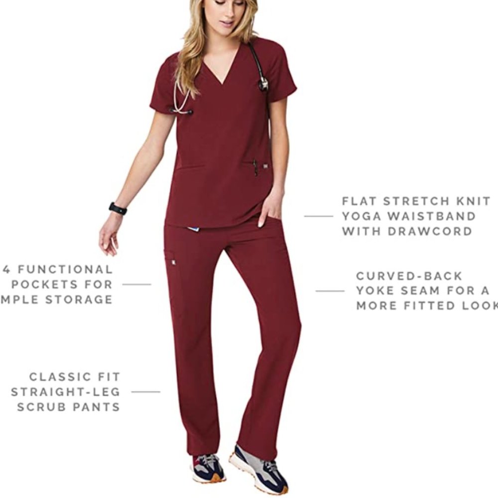 FIGS Burgundy Kade and Casma Scrub Set- Size Large